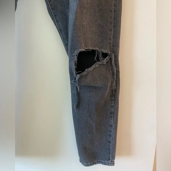 Levis 501 S High-Rise Grunge Button Fly Distressed Black Jeans W27 L28 - Picture 7 of 11